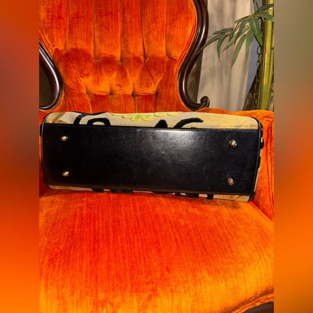 Glenda Gies Vintage Green Black Lime  Hand Bag Gold hardware & leather strap - Picture 7 of 14